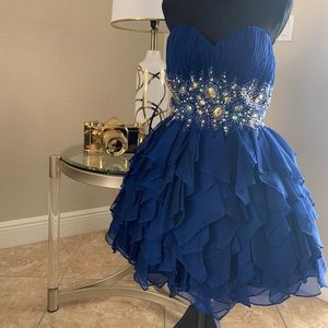 Royal Blue Dress Rhinestone